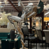 D'Argenta Mystery Woman Dancing W/Fans By Oshra Silver & Gold Statue 27.5"H