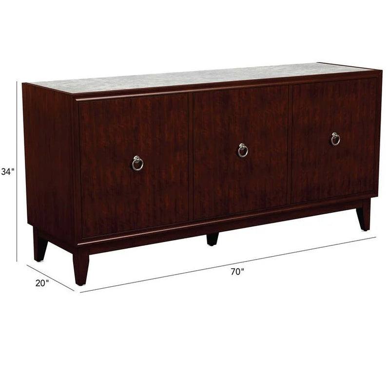 Ethan Allen Heston Mahogany Buffet W/Antiqued Mirrored Top 70x20x34