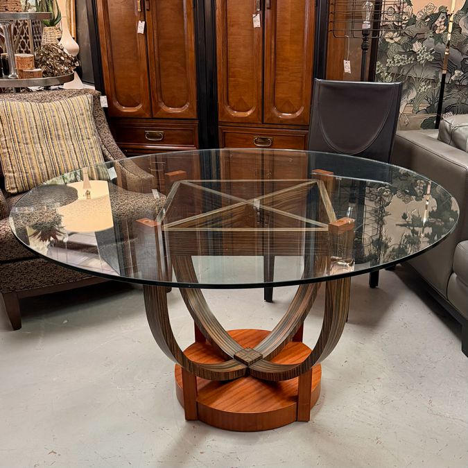 Vanguard Modern Wood Base/54" Glass Top Breakfast Table 30"H