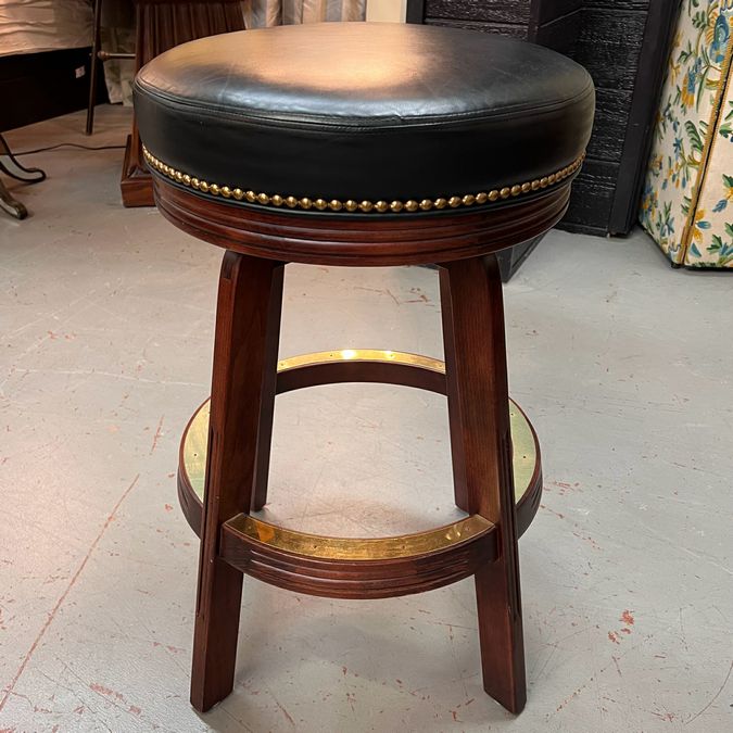 PAIR Darafeev 938 Black Leather/Maple Custom Barstools 18x18x29