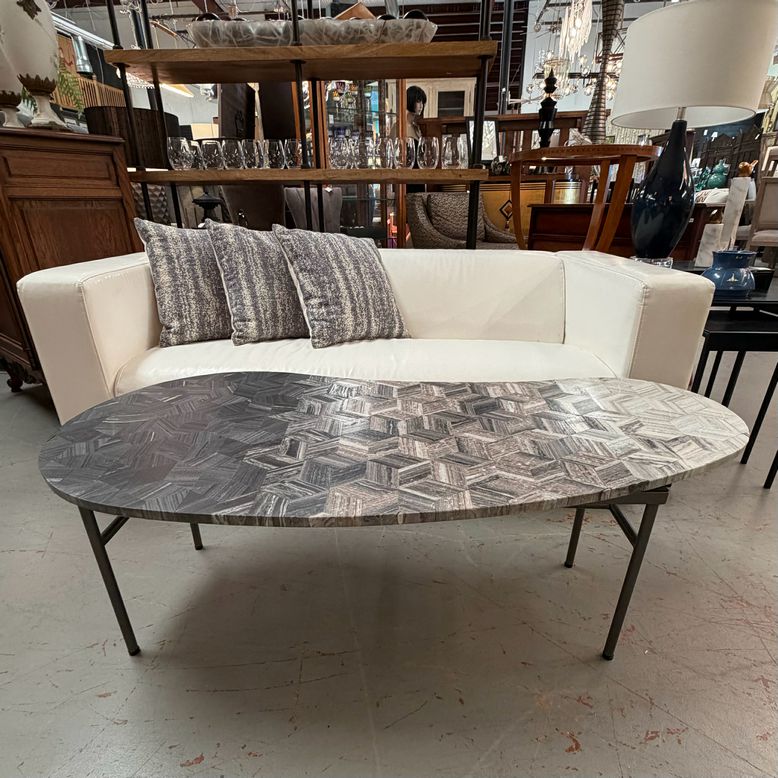 Four Hands Casper Marble Top Kidney Coffee Table 52x16-23x17