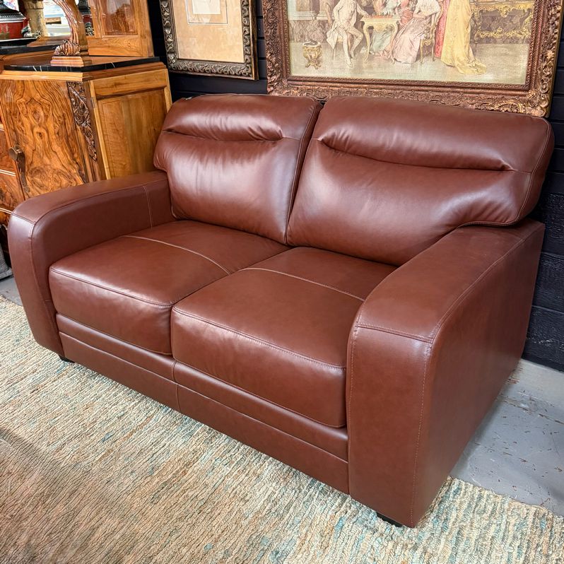 Diamond Sofa Company Camel Italian Touch Leather Love Seat