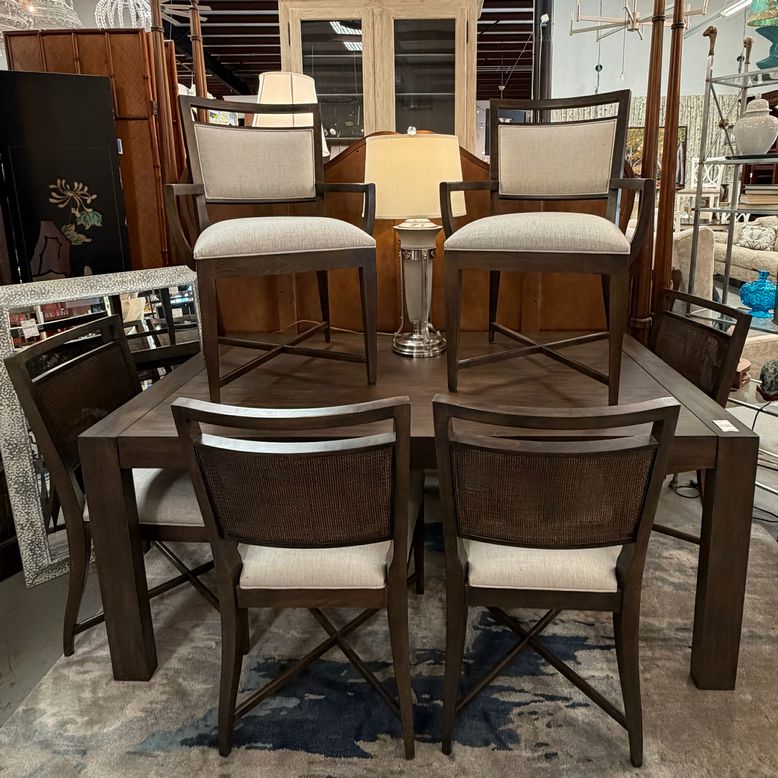 Ethan Allen Ryker Table W/2 Arm/4 Side Chairs 68x38x29.5