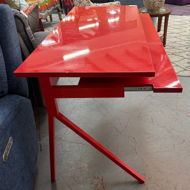 Red Lacquer Blu Dot Writing Desk AS IS 56x24.5x31.5