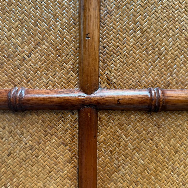 Large 3-Panel Faux Bamboo & Woven Wicker Screen 72x80