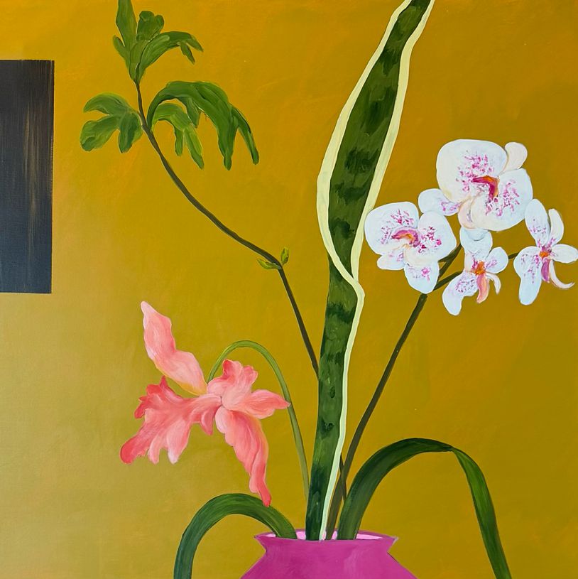 "What's New" by Dawn Beckles Acrylic on Wood 47.2x47.2