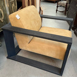 PAIR Vi Design Camel Suede Black Framed Modern Chairs 35x40x31