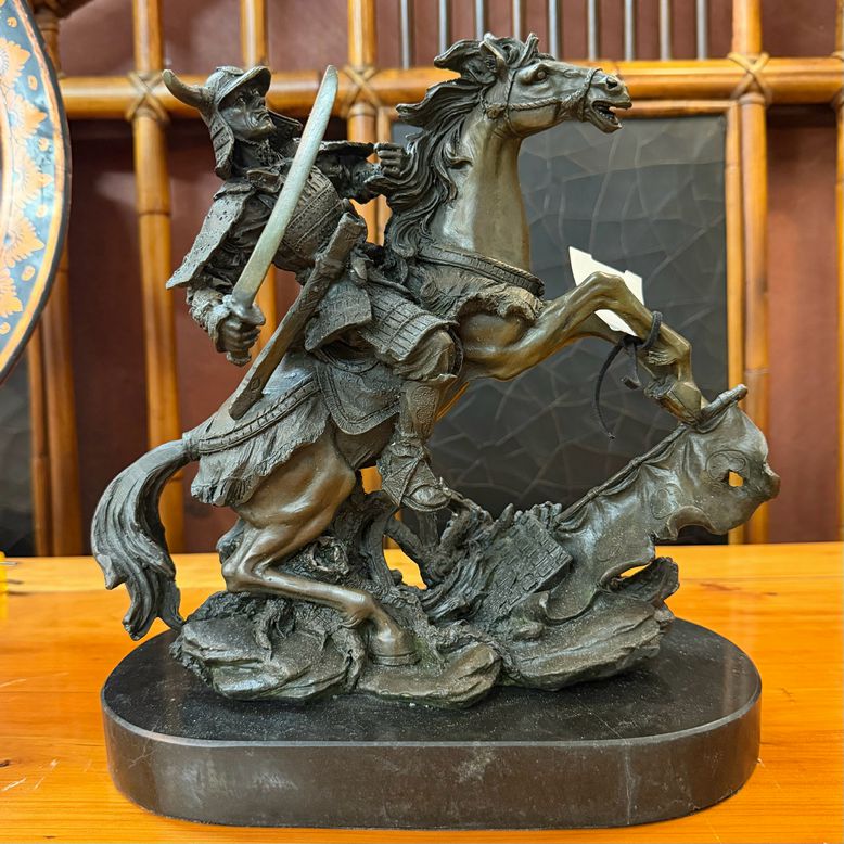 Large Bronze Kamiko Asian Warrior Sculpture 10.5x5x11