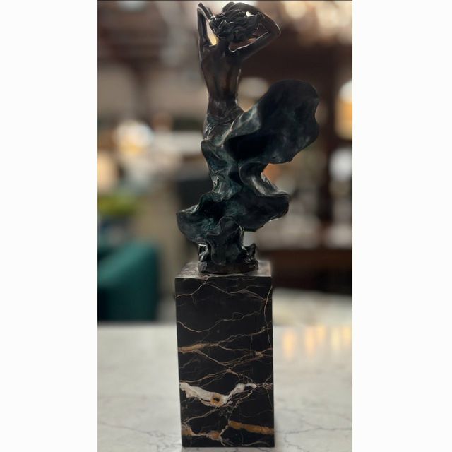 J. Erte Nude Bronze W/Drape 3x3x12.5