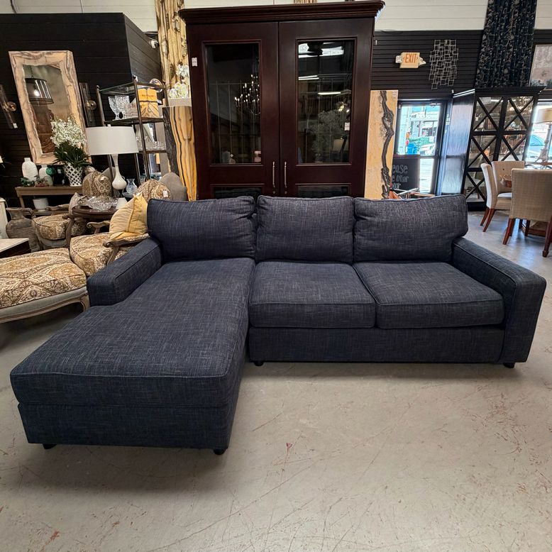 Pottery Barn York Sectional Basketweave Indigo Performance Chaise 101x62x36