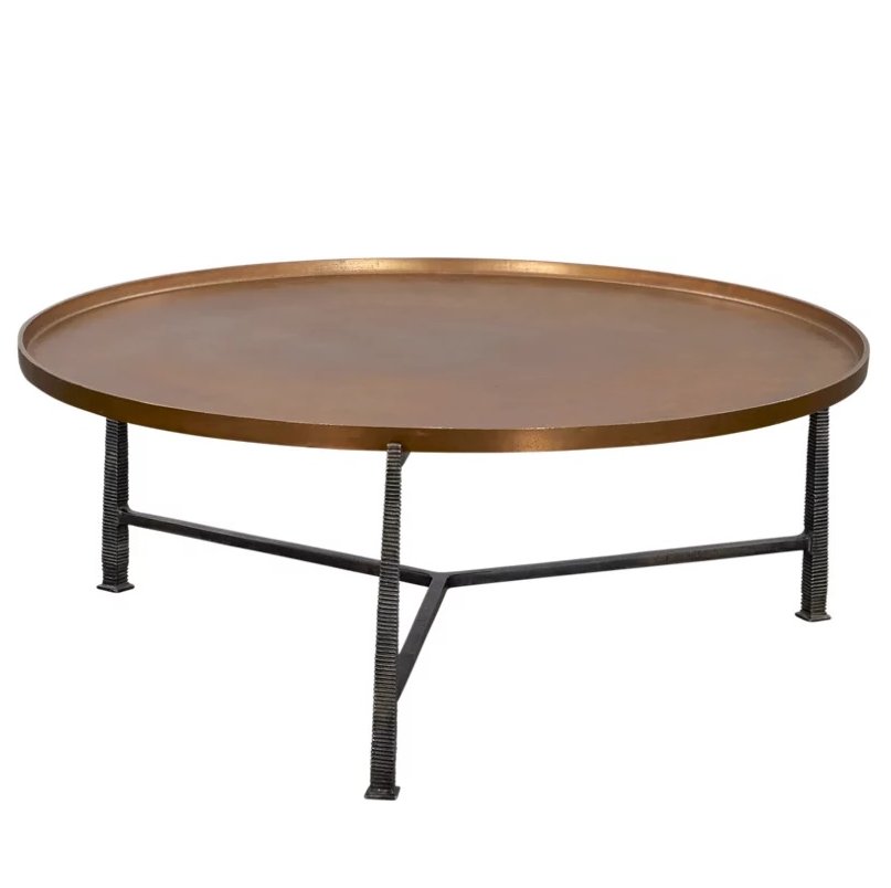 Vaughn Brass Top Coffee Table NEW 40.5D x 16.5H