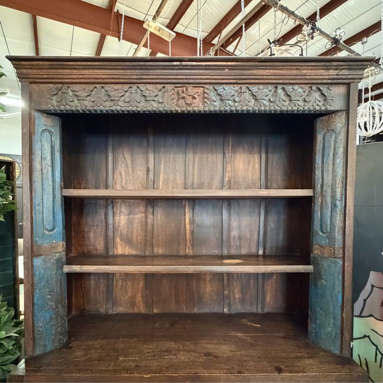 Antique Door Cabinet W/Reclaimed Wood Shelving 52X18X82