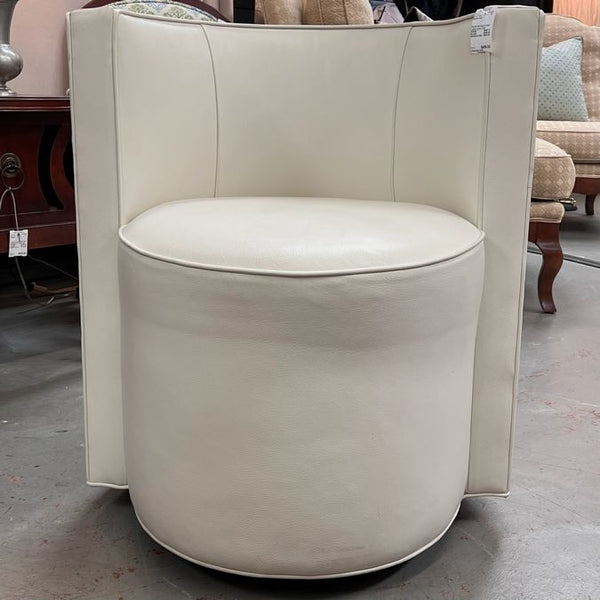 Mitchell Gold Swivel Cream Leather Accent Chair 26x23x30