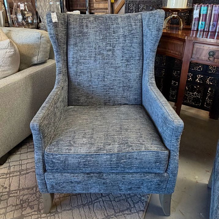 Fairfield Taylor Blue/Gray Wingback Chair & Ottoman 29.5x35x42