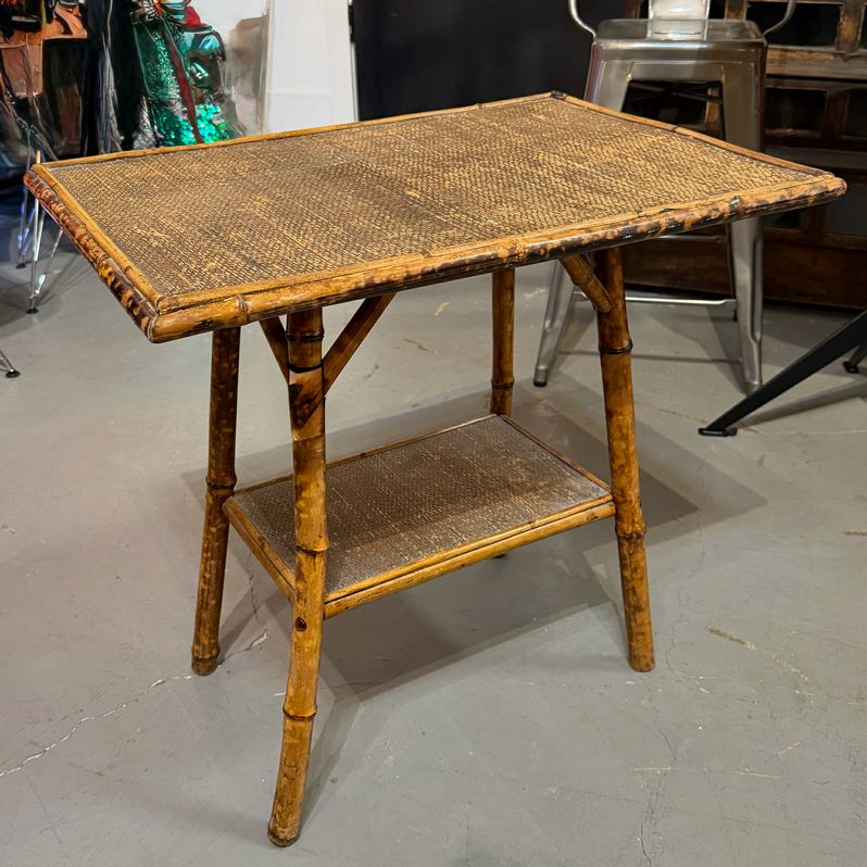 Antique Victorian Tortoiseshell/Burnt Bamboo Side Table