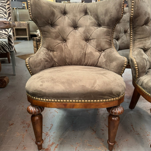 SET/4 Century Tufted Suede Accent Chairs 27x29x37