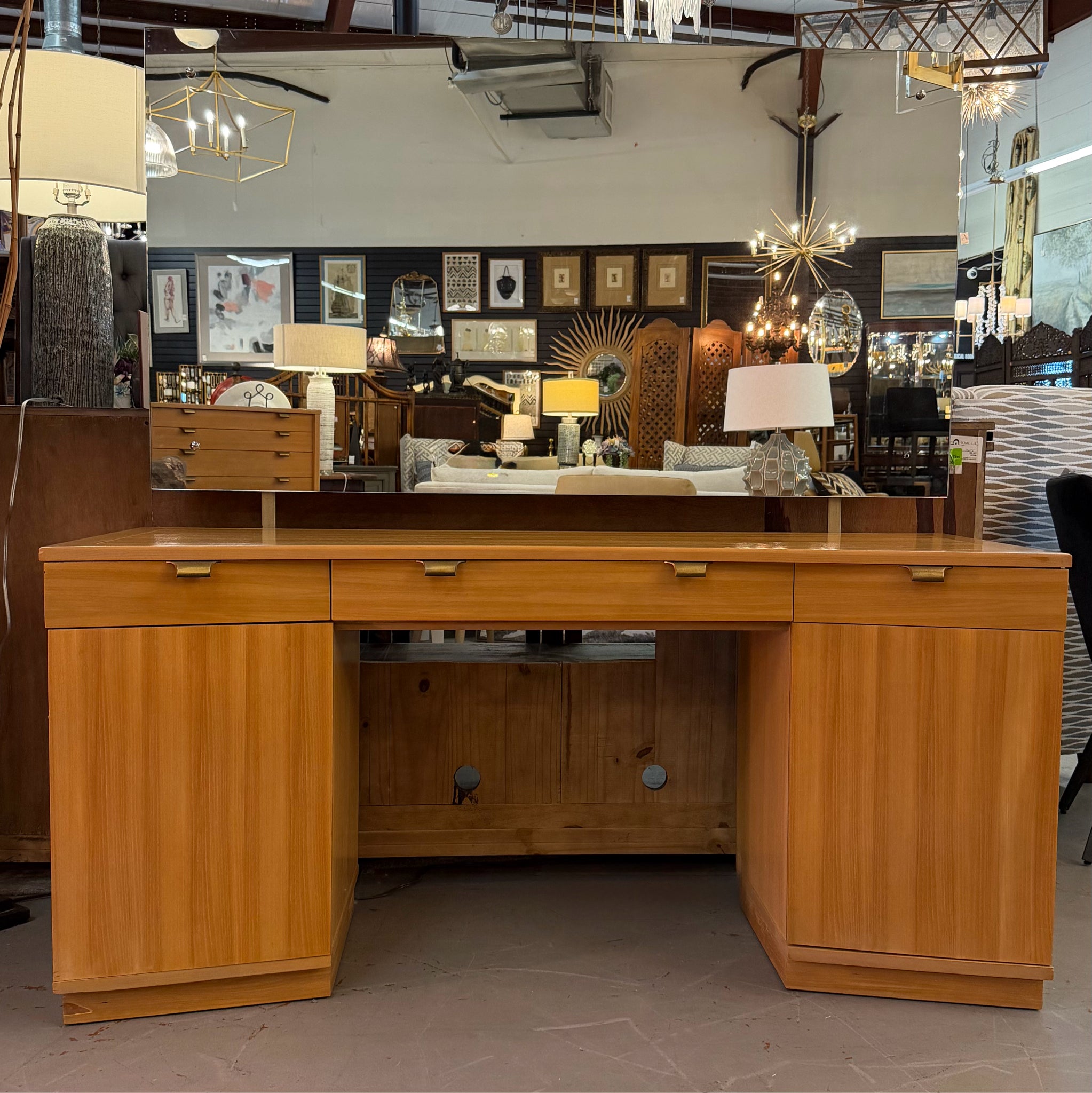 MCM Edward Wormley for Drexel Precedent Vanity, Mirror & Chair 59x21x63