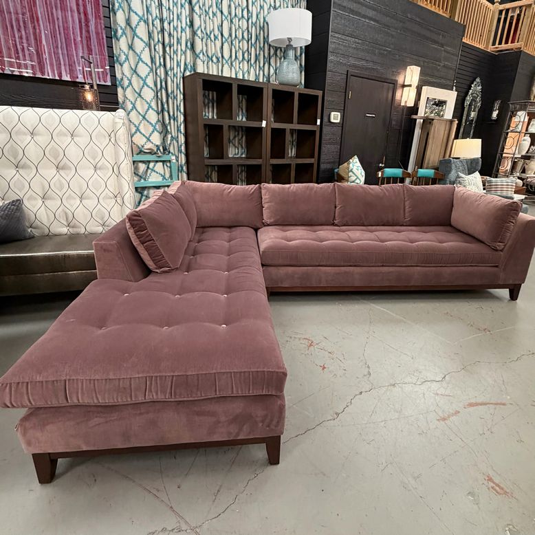 Arhaus Camden Tufted Vinni Raisin 2-Pc Sectional 129/91x37x36