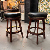 PAIR Darafeev 938 Black Leather/Maple Custom Barstools 18x18x29