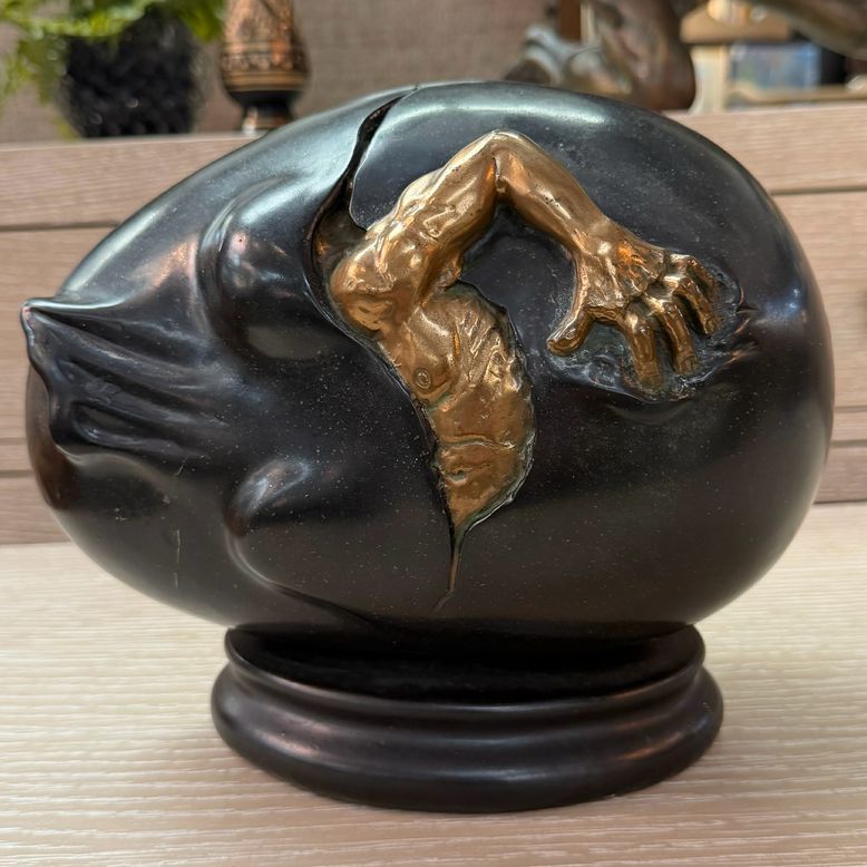 Surrealist Figural Sculpture by James Siebert Inspired by Dali 9.5X6.5X8.5