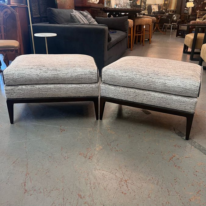 Custom Ambella Cooper Velvet Ottoman W/Cording 30x21x19