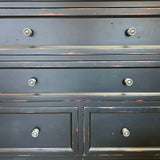 Ethan Allen Glover 10-Drw Dresser Distressed Black 60x19x42