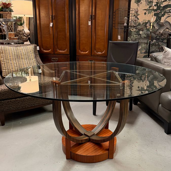 Vanguard Modern Wood Base/54" Glass Top Breakfast Table 30"H