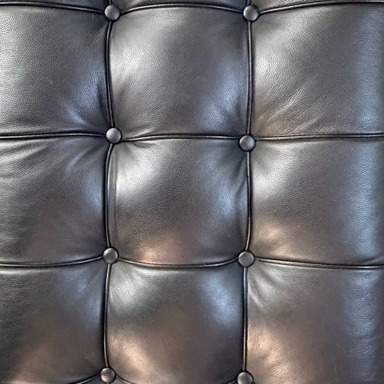 Black Leather Italian Tufted Bench 70x20x16