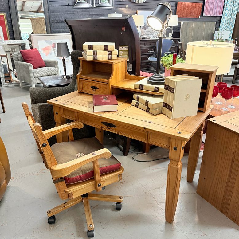 4-Pc Solid Pine Home Office Set LIKE NEW!