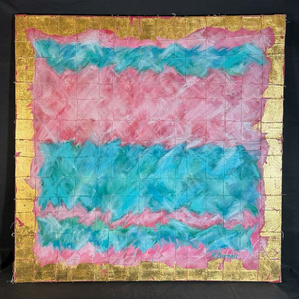 Romance Woven Canvas Mixed Media Painting by Rachel Darnell 40x40