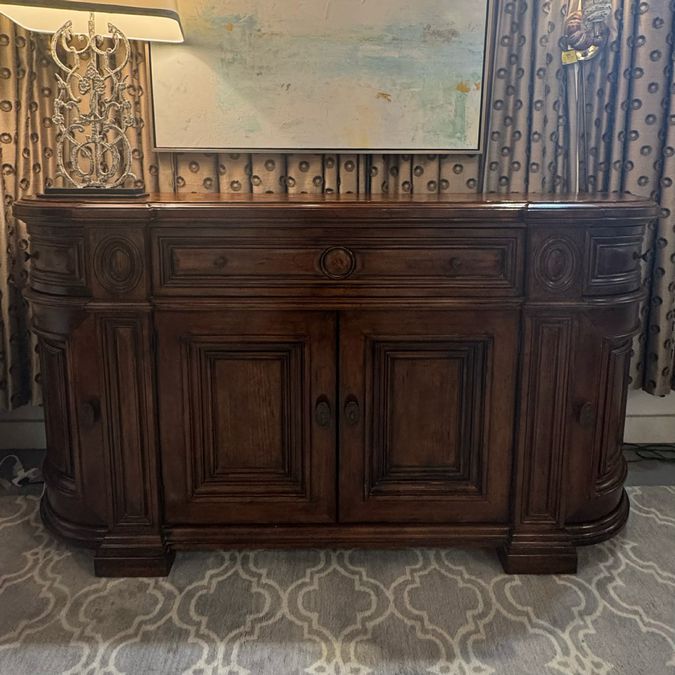 Century Walnut Credenza W/Hand Scraped Wood Top 86x21x45.5