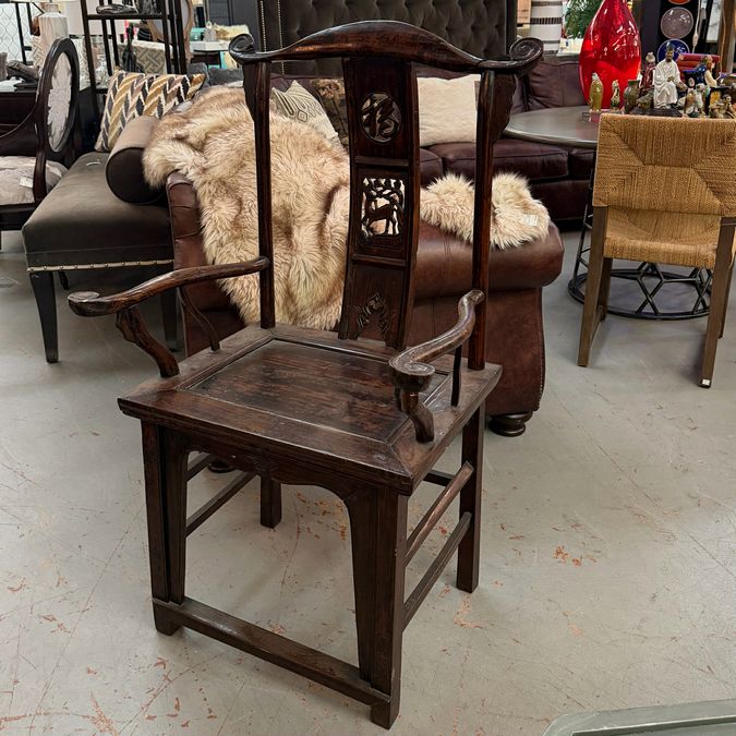 19th C. Chinese High Yoke Back Chair 23x26x46