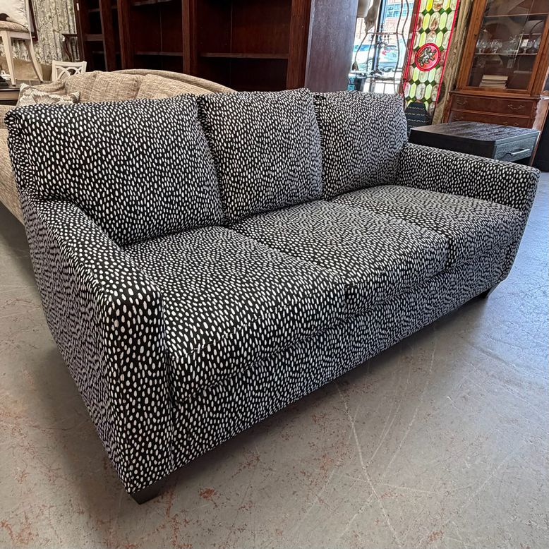 Custom Black & White Spotted Sofa 74x38x36