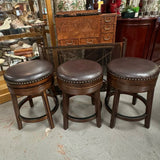 S/3 Leather Swivel Counter Stools 18"Diax25"H