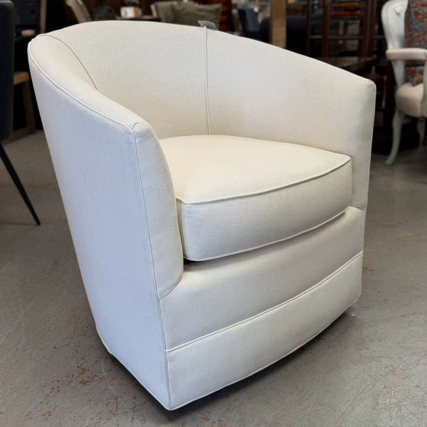 Custom Cream/Silver Swivel Chair 28x30x32