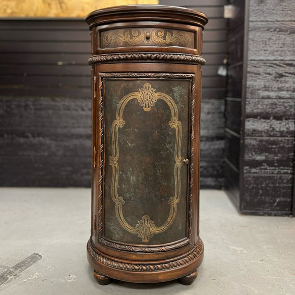 Tall Round Accent Cabinet W/Drawer 18.5"Dx38"H