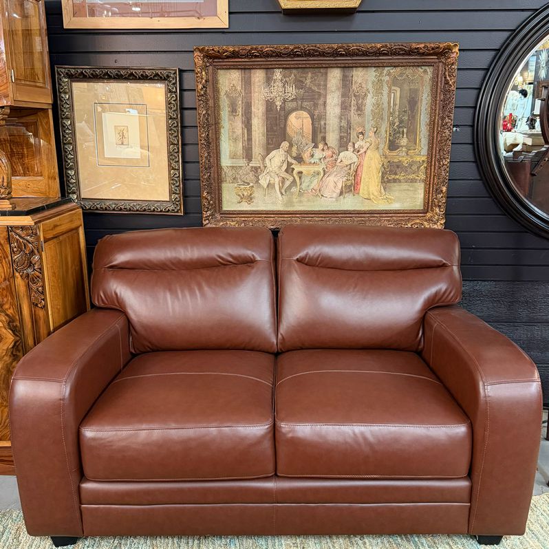 Diamond Sofa Company Camel Italian Touch Leather Love Seat