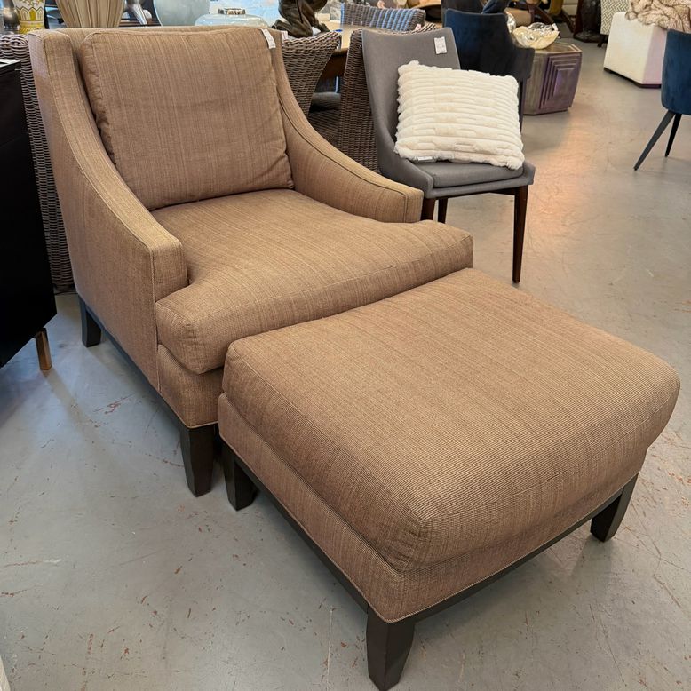 Kravet Mushroom Taupe Chair W/Ottoman 33x40x36