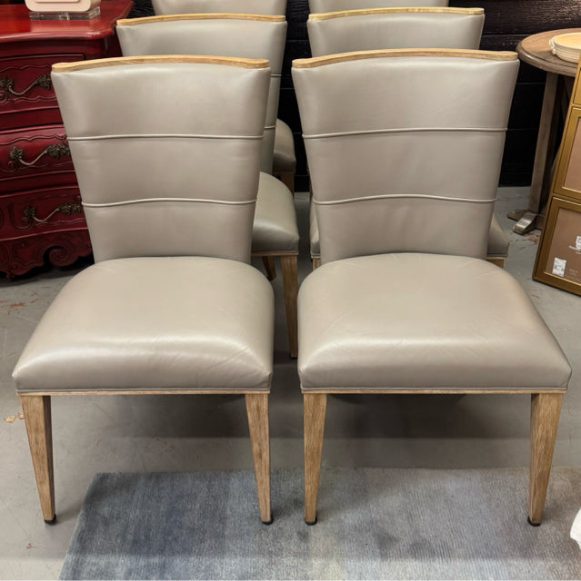 SET/6 Global Views Gray Leather Adelaide Side Chairs 21x25x36.5