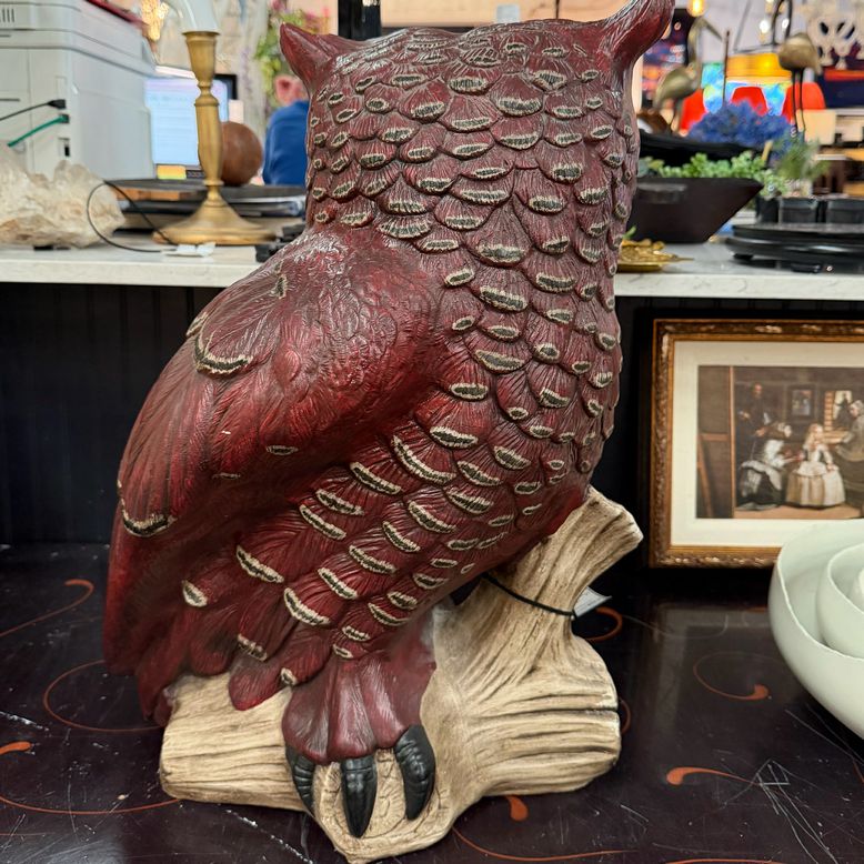 Large MCM Chalkware Owl Figurine 21.5"H