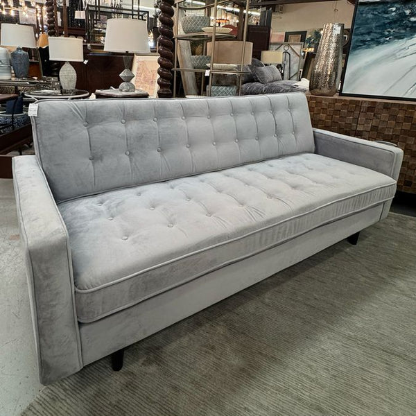 Lt Blue/Gray Tufted Velvet Sofa 86x34x38