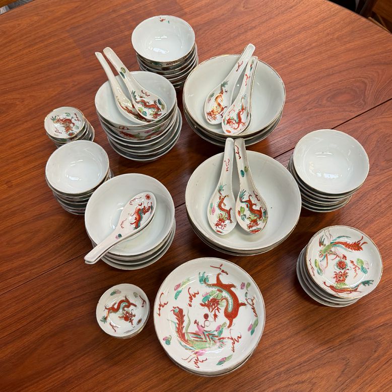 100pc Misc Vintage Dragon/Phoenix China