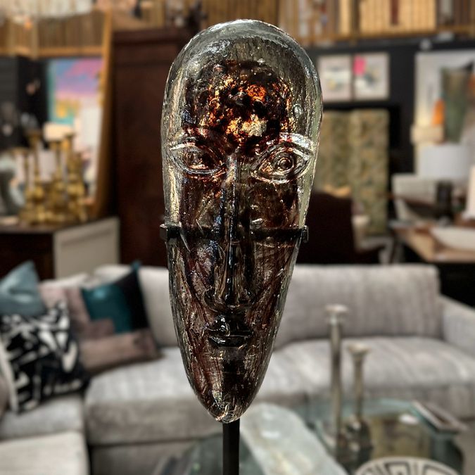 Skydreamer Art Glass Mask Candleholder 22"H