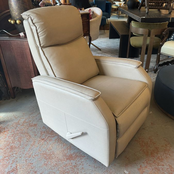 Barcalounger Swivel Recliner Faux Leather Glider 29x38x42