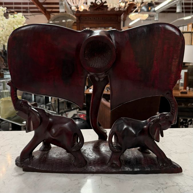 Lg Ebony Wood Sculpture Mother & Children 20x7x17