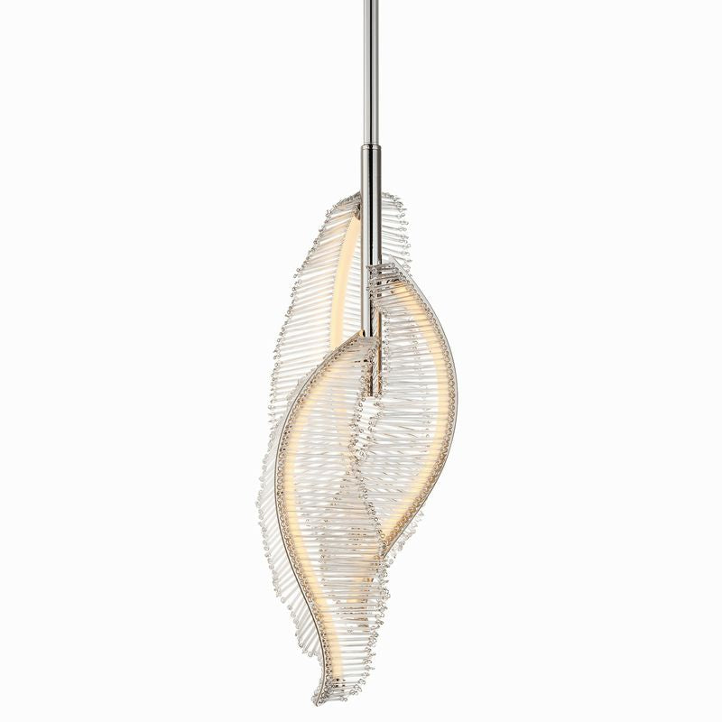 Studio M Lillet Art Nouveau Style Lucite Leaf Pendant 30"-65"H