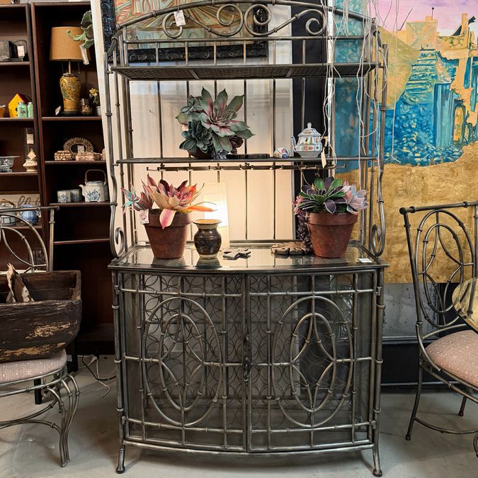 Metal Faux Bamboo Oversized Wine Rack/Bar 42x18x73