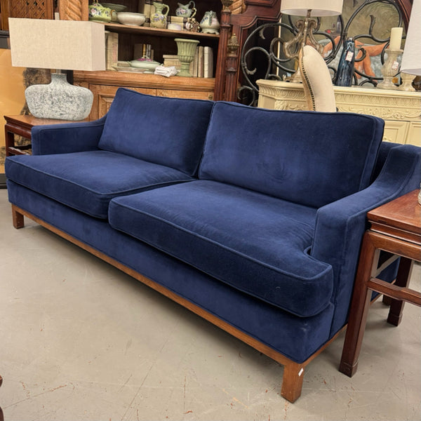 Blue Velvet Wood-Framed Sofa 72x36x33