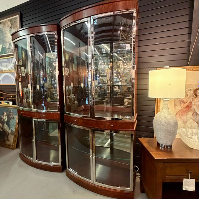 Lighted Display Cabinet by Hickory White 38x18x88 (2 Avail)