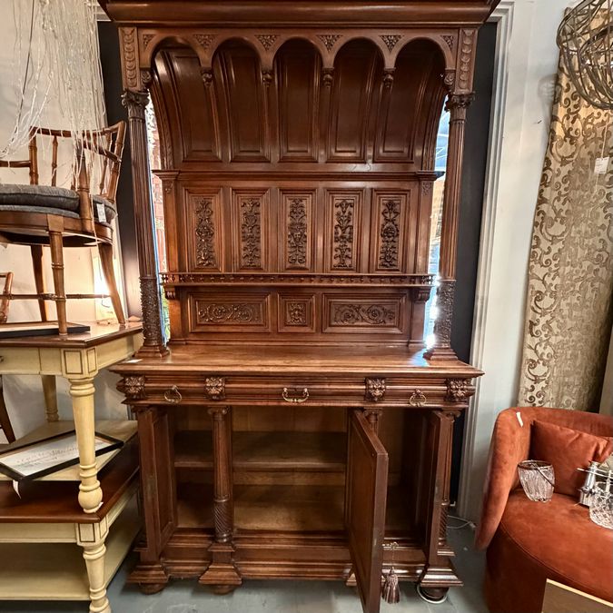 Antique Walnut Hooded Henri II French Buffet 58x23x93